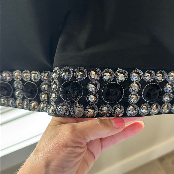 Tiana B. Black Dress with Sheer Sleeves and Embellished Trim - Picture 2 of 4